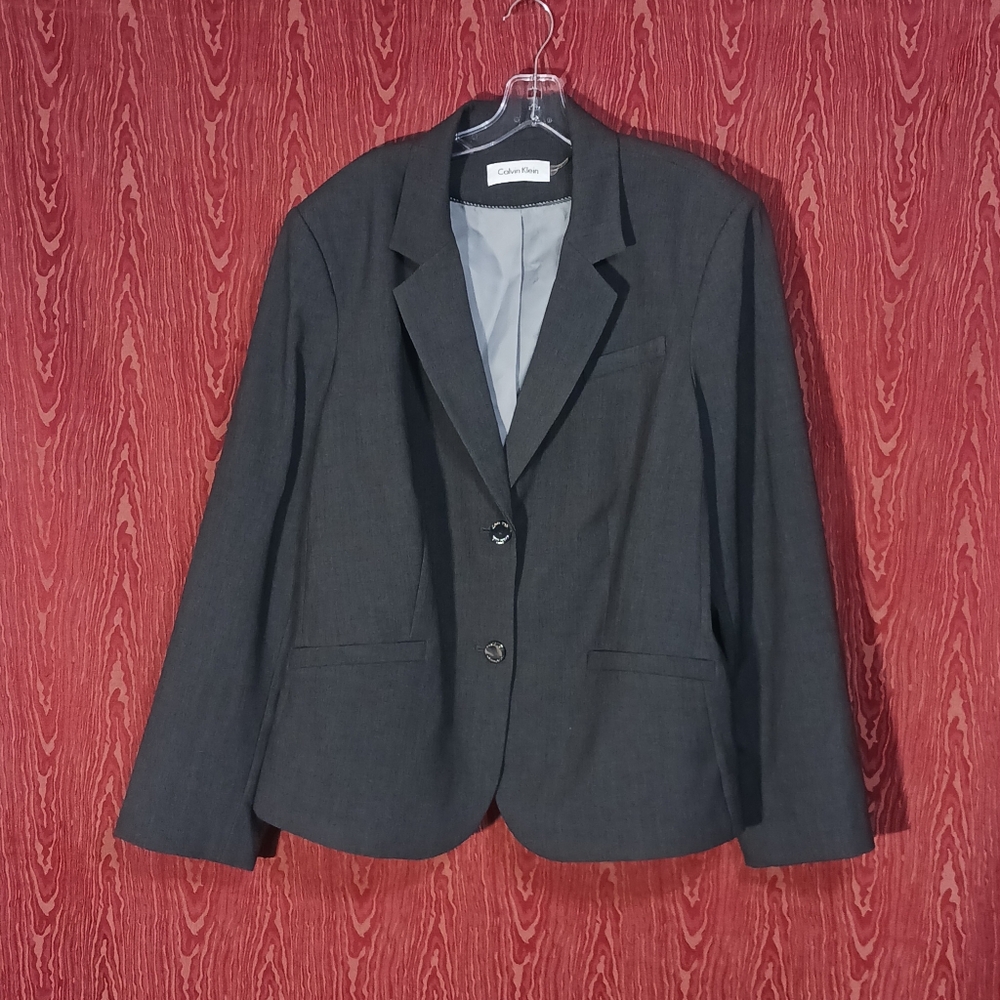 Calvin Klein Solid Gray 2 Button Long Sleeve Blaz… - image 1